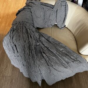 Chic Black and White Gingham A-Line Two Piece Skirt Set MEDIUM